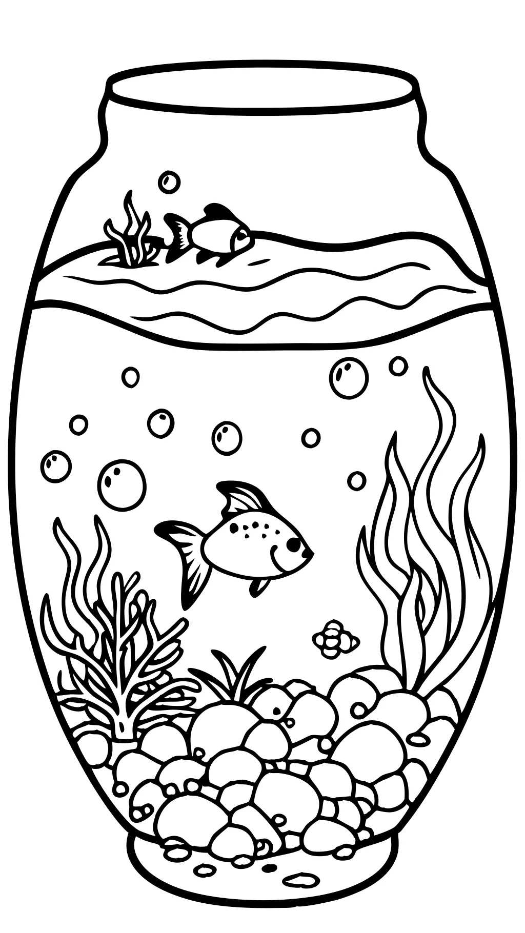 coloring page fish tank